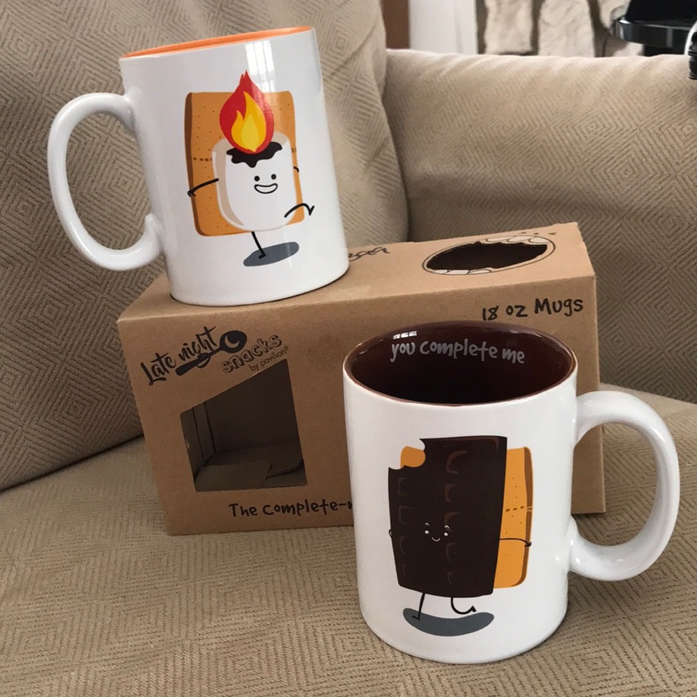 New S’Mores “You Complete Me” 18 oz Mug Set NIB